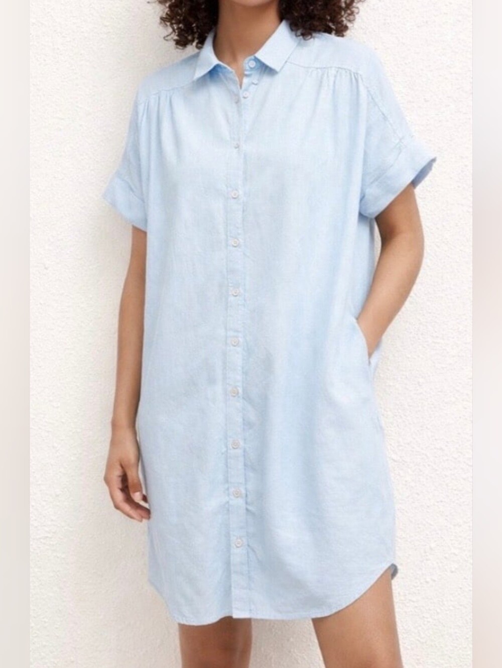 Well Worn Light Blue Button Down Shirt Dress